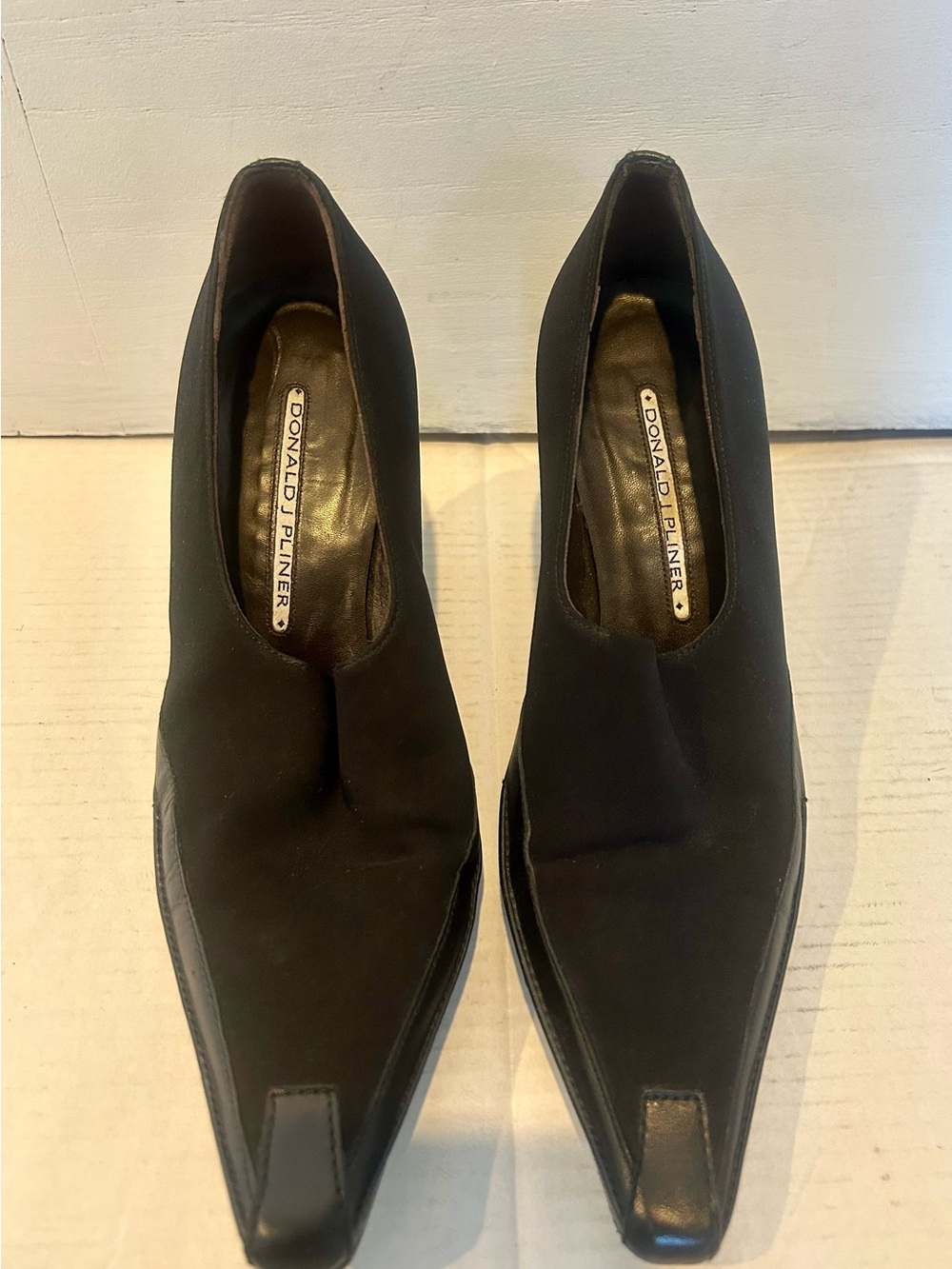 Donald J. Pliner Black Pointed Toe Slip-On Pumps